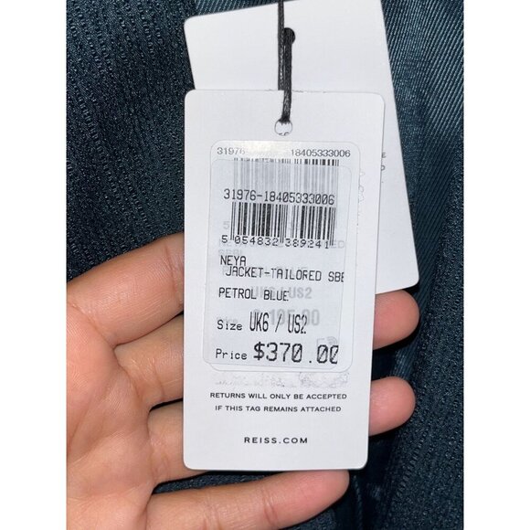 NWT REISS Neya Tailored Blazer petrol blue Women's Size 2 - Picture 8 of 14